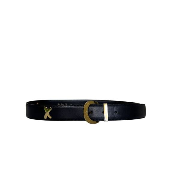 Paloma Picasso Accessories - Vtg Palamo Picasso Women’s Black Leather Belt Size Medium Gold Hardware